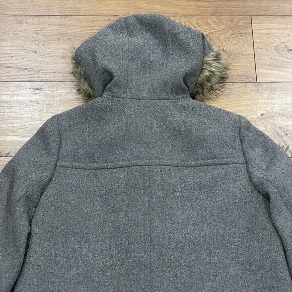J Crew Coat Womens 8 Vail Parka Gray Wool Blend Faux Fur Trim Hood Lined Jacket - Picture 10 of 13